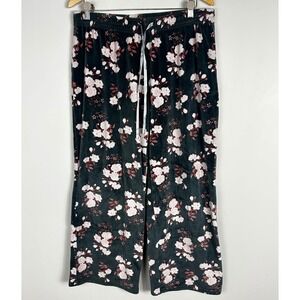 Daniel Buchler Fleece Wide Leg Pants Mens Size XL Floral Print Drawstring Cozy